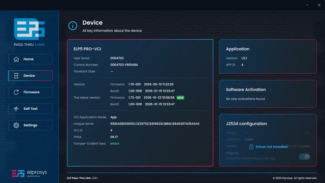 ELP Pass-Thru Link, Device screen